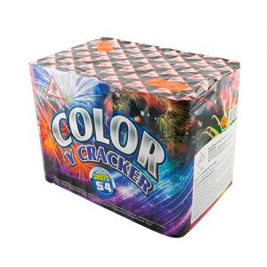 BATERIA 54 DISPAROS 30 mm RECTO – COLOR Y CRACKER